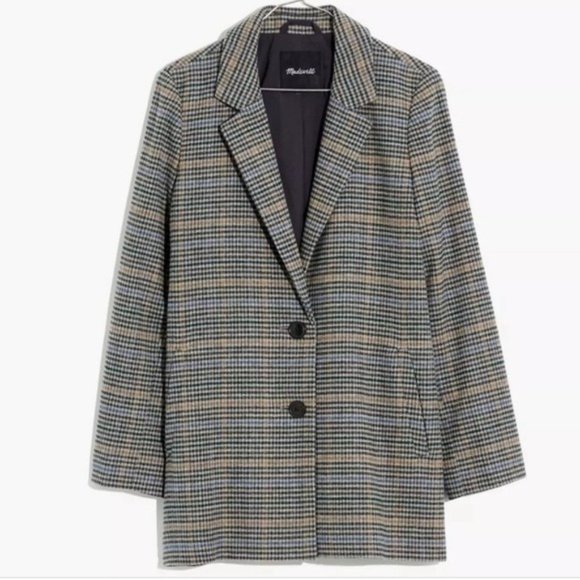Madewell Dorset Blazer in Browne Plaid Oversized Size XS